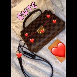 Brown checkered crossbody and wallet